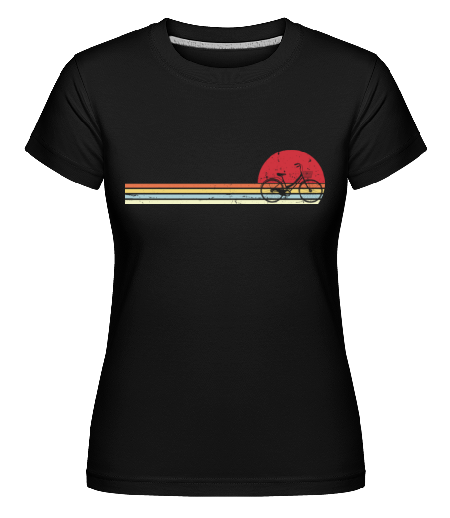 Aperçu: Vélo coucher de soleil rétro -  T-shirt Shirtinator femme - Noir - Devant
