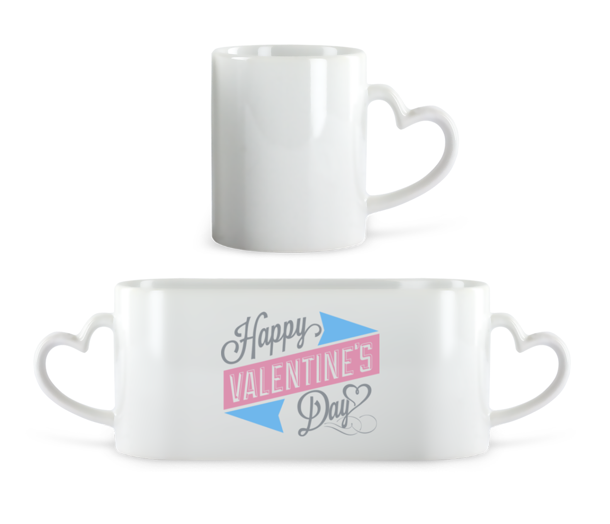 Aperçu: Happy Valentine's Day - Tasse en forme de coeur - Blanc - Devant