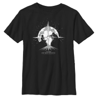 Star Wars - Obi-Wan Kenobi - Obi-Wan Kenobi & Darth Vader Explosive Duel Graphic - Kids T-Shirt - Black - Front Star Wars - Obi-Wan Kenobi - Obi-Wan Kenobi & Darth Vader Explosive Duel Graphic - Kids T-Shirt - Black - Front