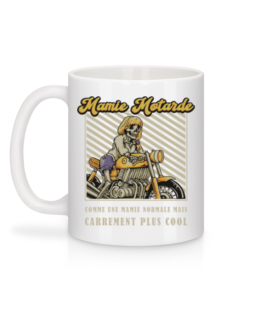 Aperçu: Mamie Motarde - Mug en céramique blanc - Blanc - Derrière