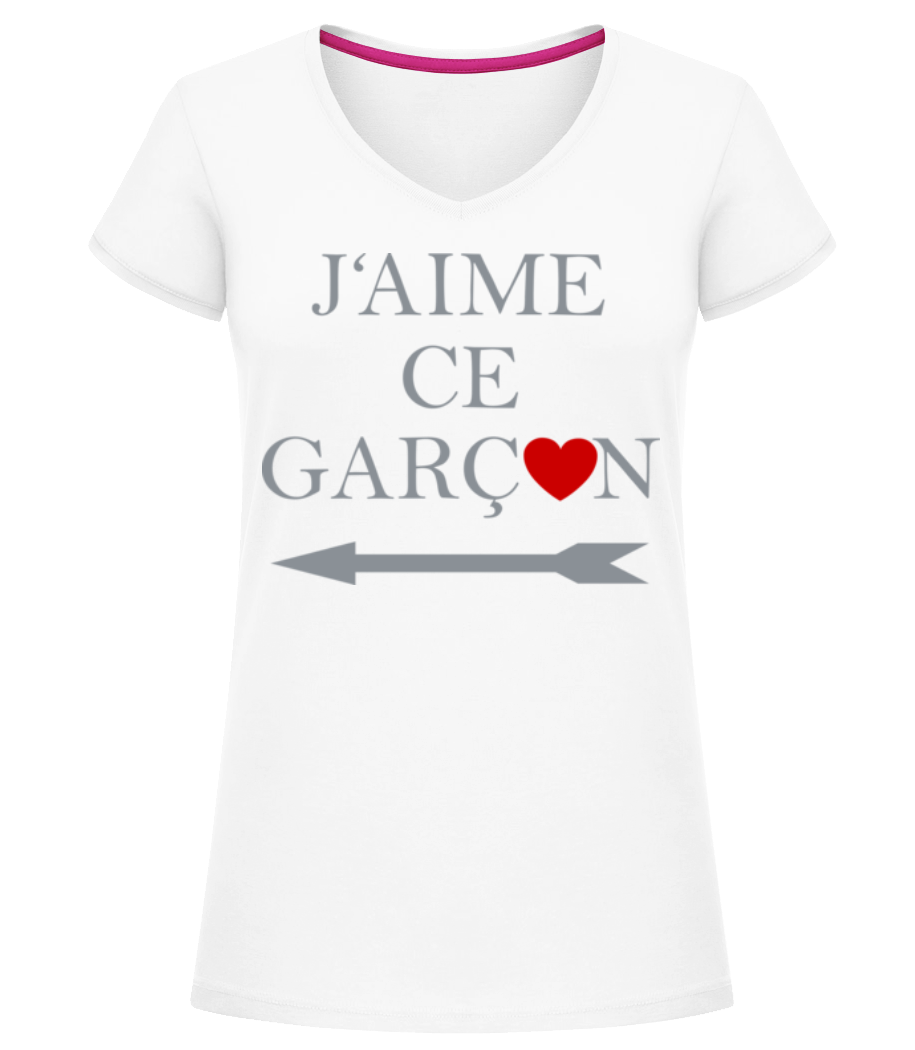 J'Aime Ce Garçon · T-shirt col en V Femme