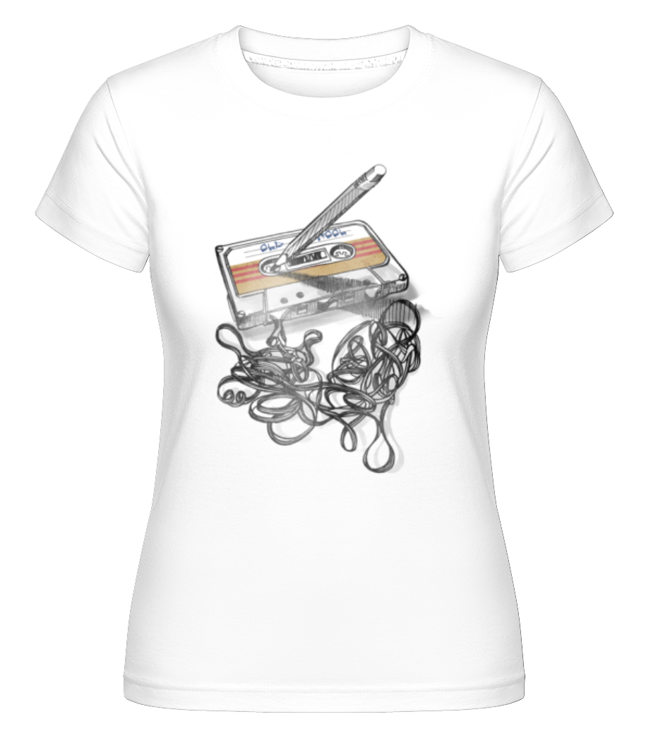 Cassette Vieille École -  T-shirt Shirtinator femme - Blanc - Devant