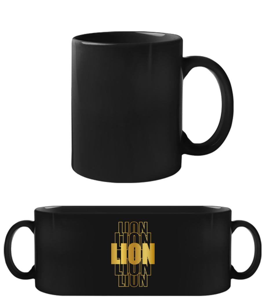 Écriture Doré Astrologique Lion · Tasse Noire
