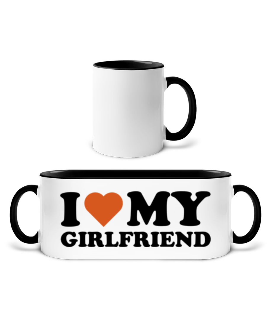 I Love My Girlfriend · Mug bicolore en céramique - intérieur de couleur
