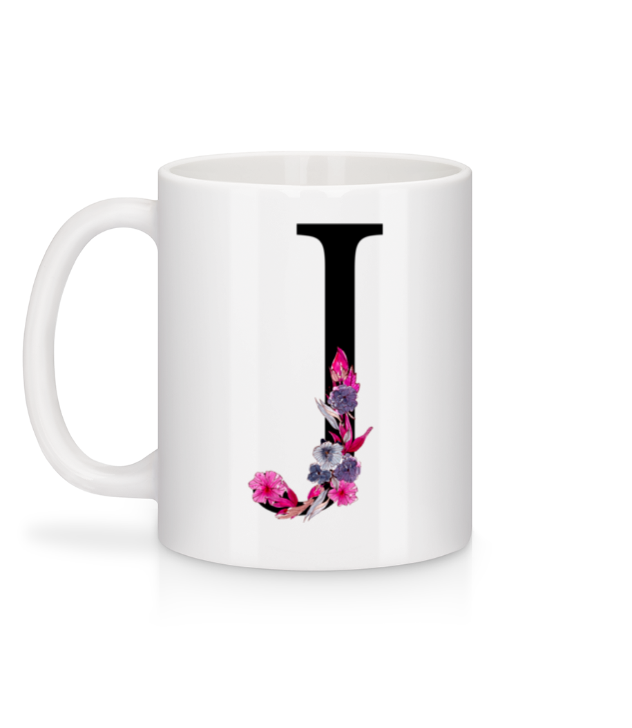 Aperçu: Fleurs Initiale J - Mug en céramique blanc - Blanc - Derrière