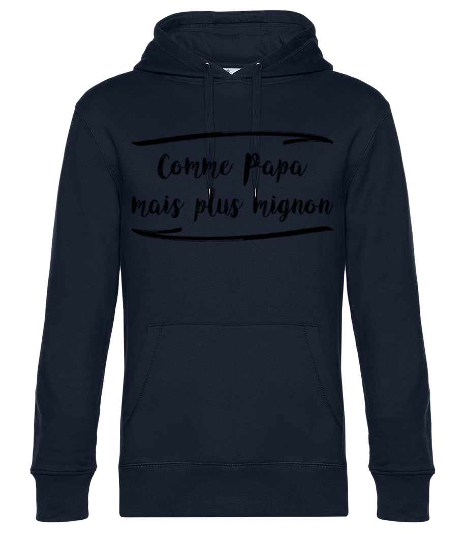 Aperçu: Comme Papa Mais Mignon - Sweat à capuche premium Unisexe - Bleu marine - Devant