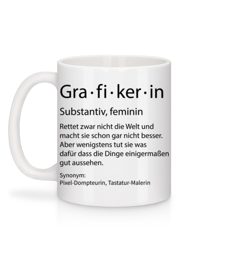 Vorschau: Grafikerin Quatsch Duden - Tasse - Weiß - Hinten