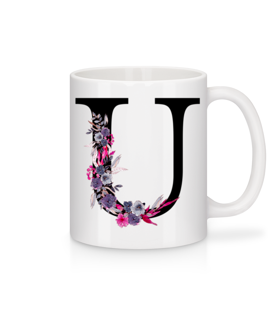Aperçu: Fleurs Initiale U - Mug en céramique blanc - Blanc - Devant