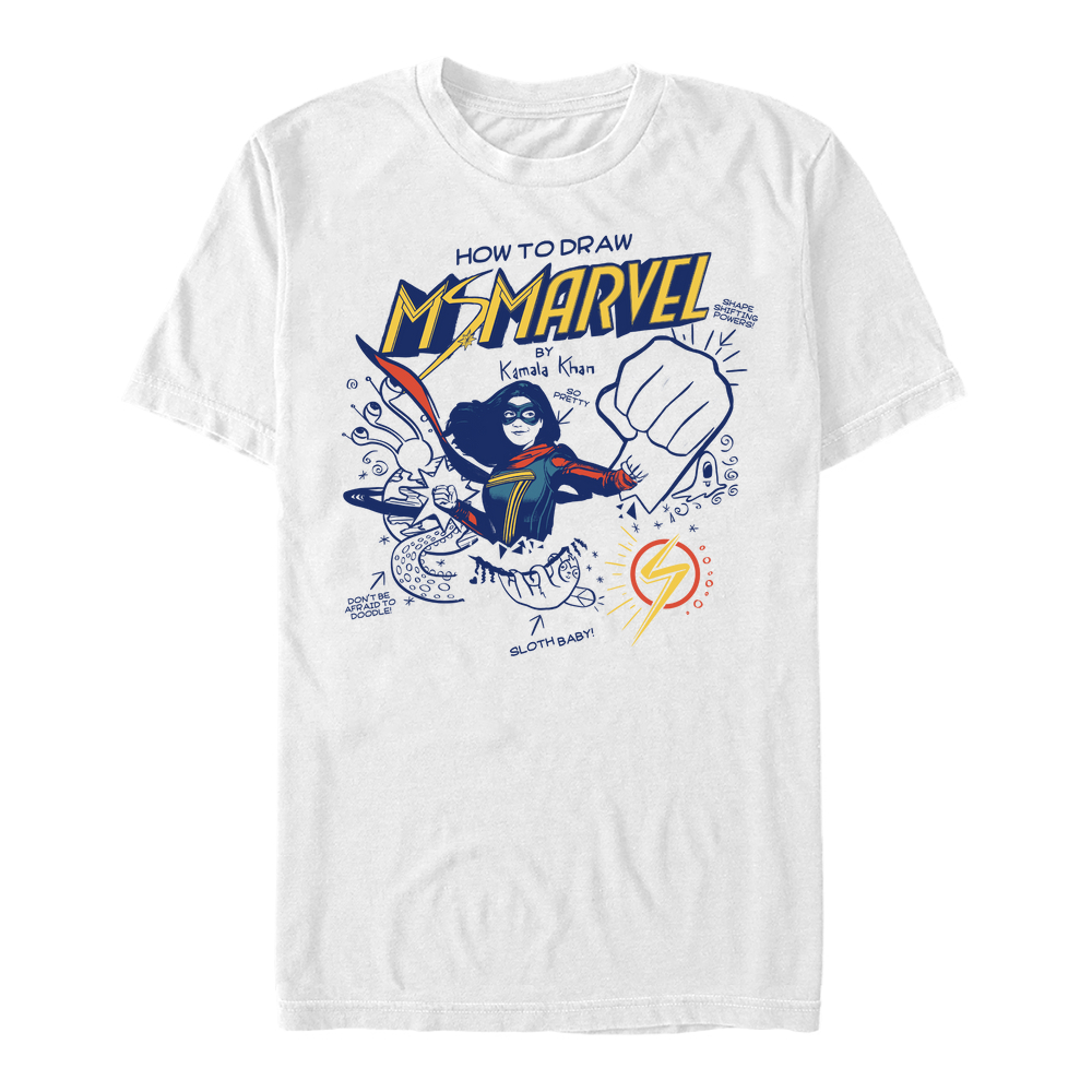 Marvel - Ms. Marvel - Ms. Marvel HOW TO DRAW MS MARVEL - Männer T-Shirt - Weiß - Vorne