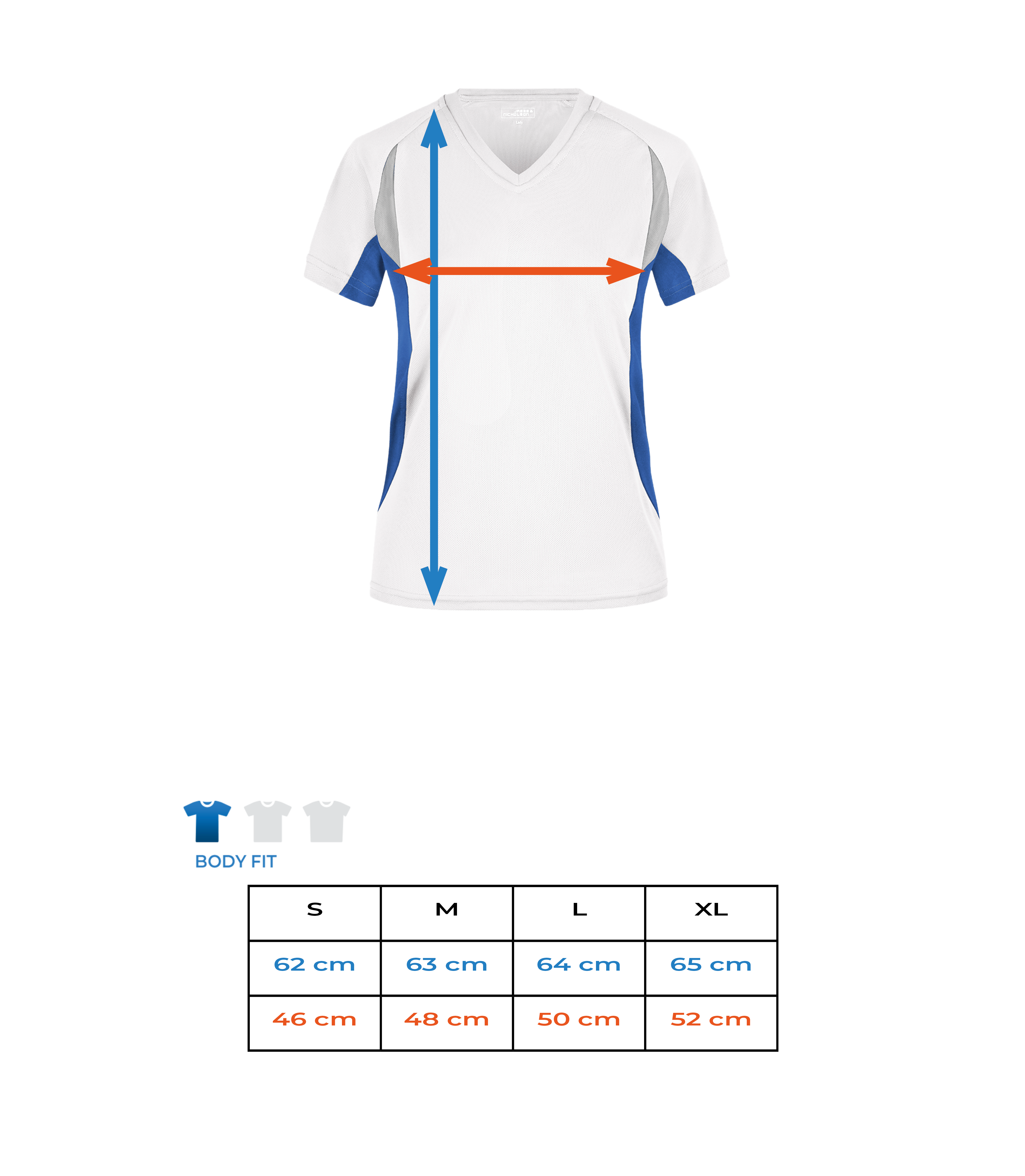 Maillot de sport Femme - Tableau des tailles