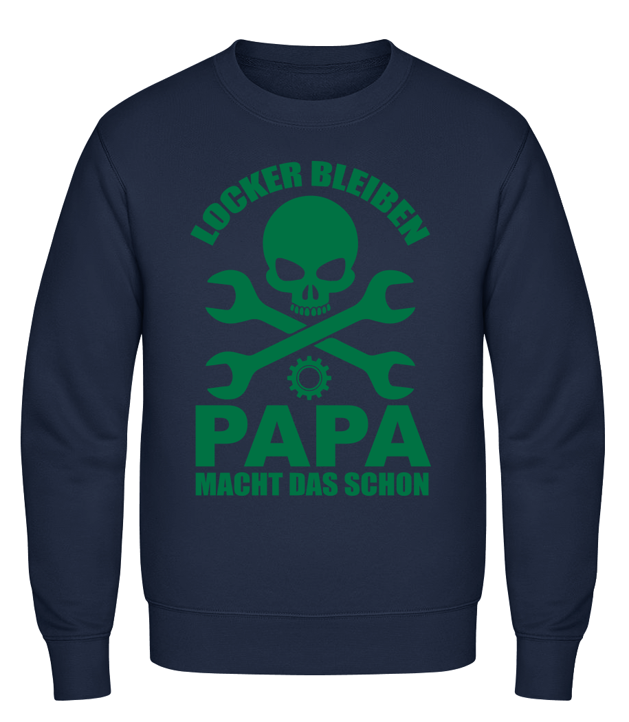 Locker Bleiben Papa Macht Das - Männer Pullover - Marine - Vorn