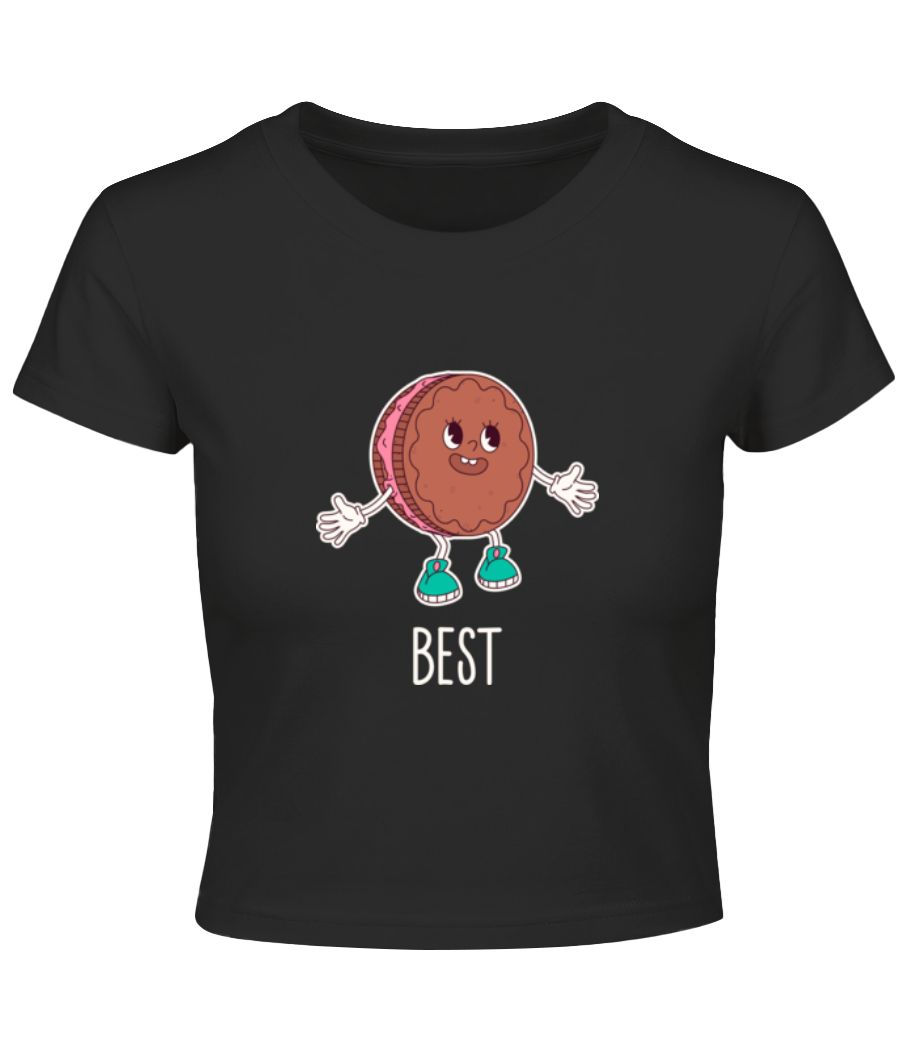 Best Friends Cookie And Milk - Crop top - Noir - Devant