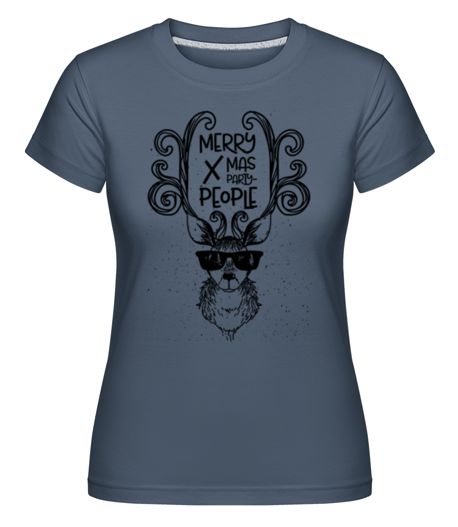 Aperçu: Merry Xmas Party People -  T-shirt Shirtinator femme - Bleu denim - Devant