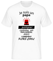 Papa Pompier Cool - T-shirt standard Homme - Blanc - Devant