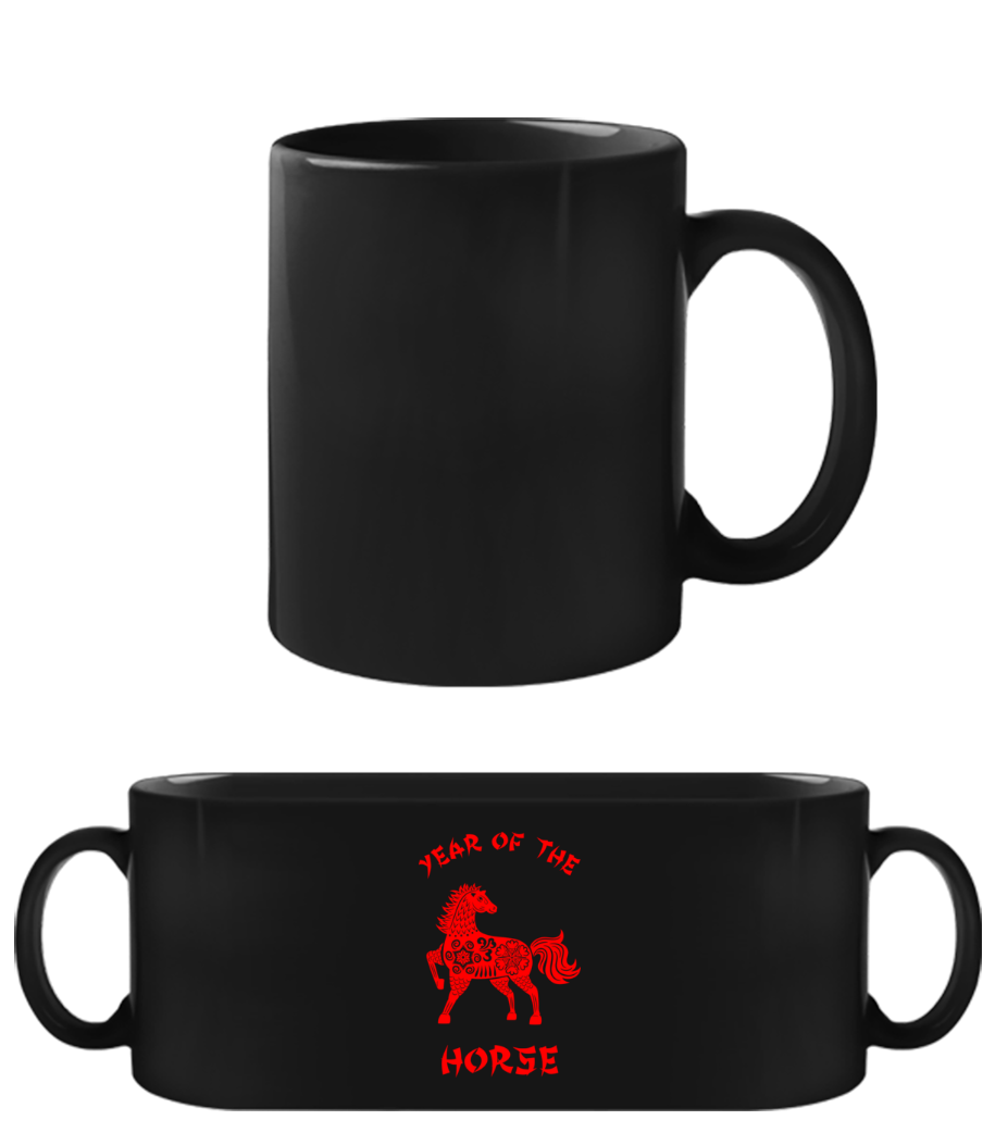 Chinese Zodiac Year Of The Horse - Tasse Noire - Noir - Devant