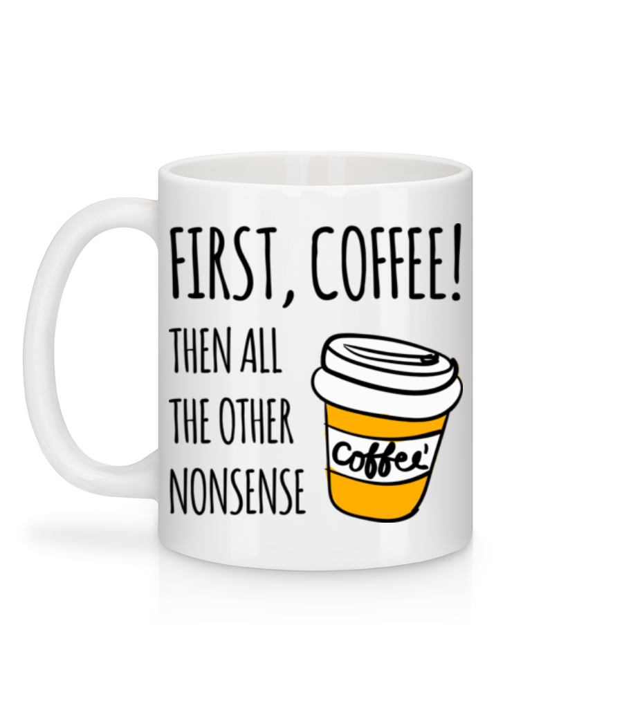 Aperçu: First Coffee - Mug en céramique blanc - Blanc - Derrière