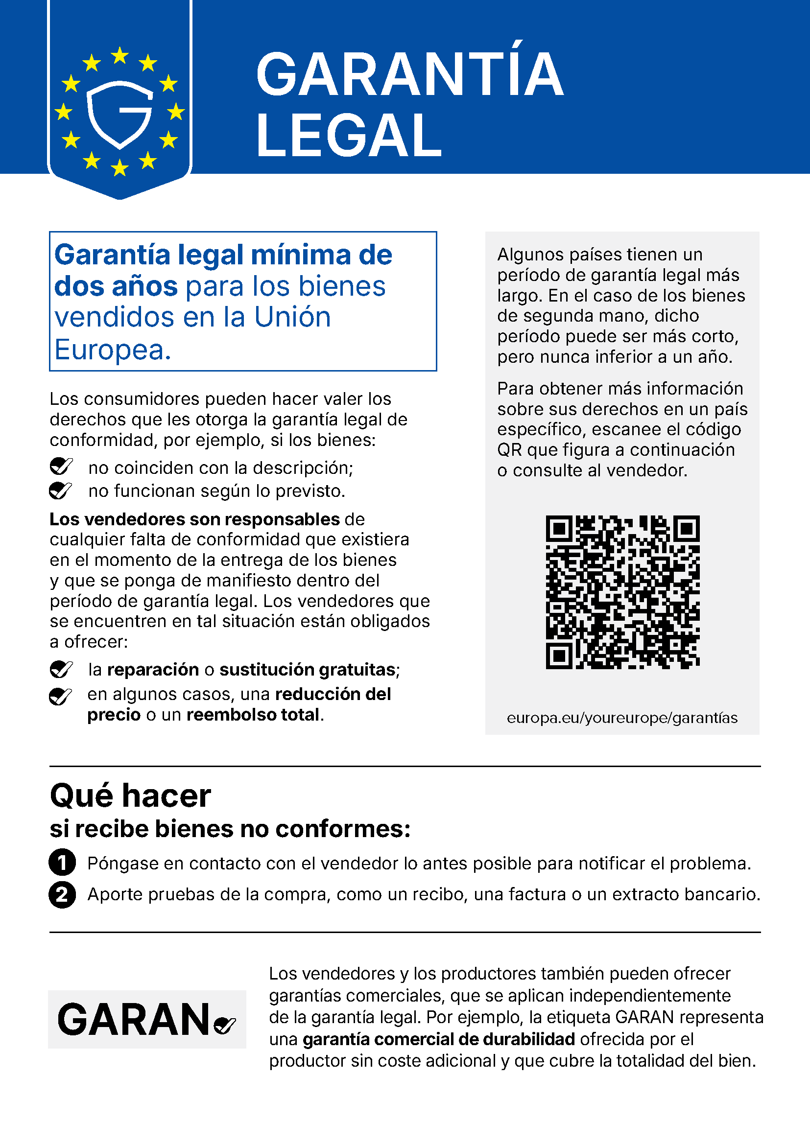 Tus derechos de garantía legal