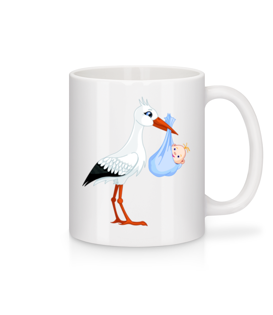 Cigogne Amène Bébé · Mug en céramique blanc