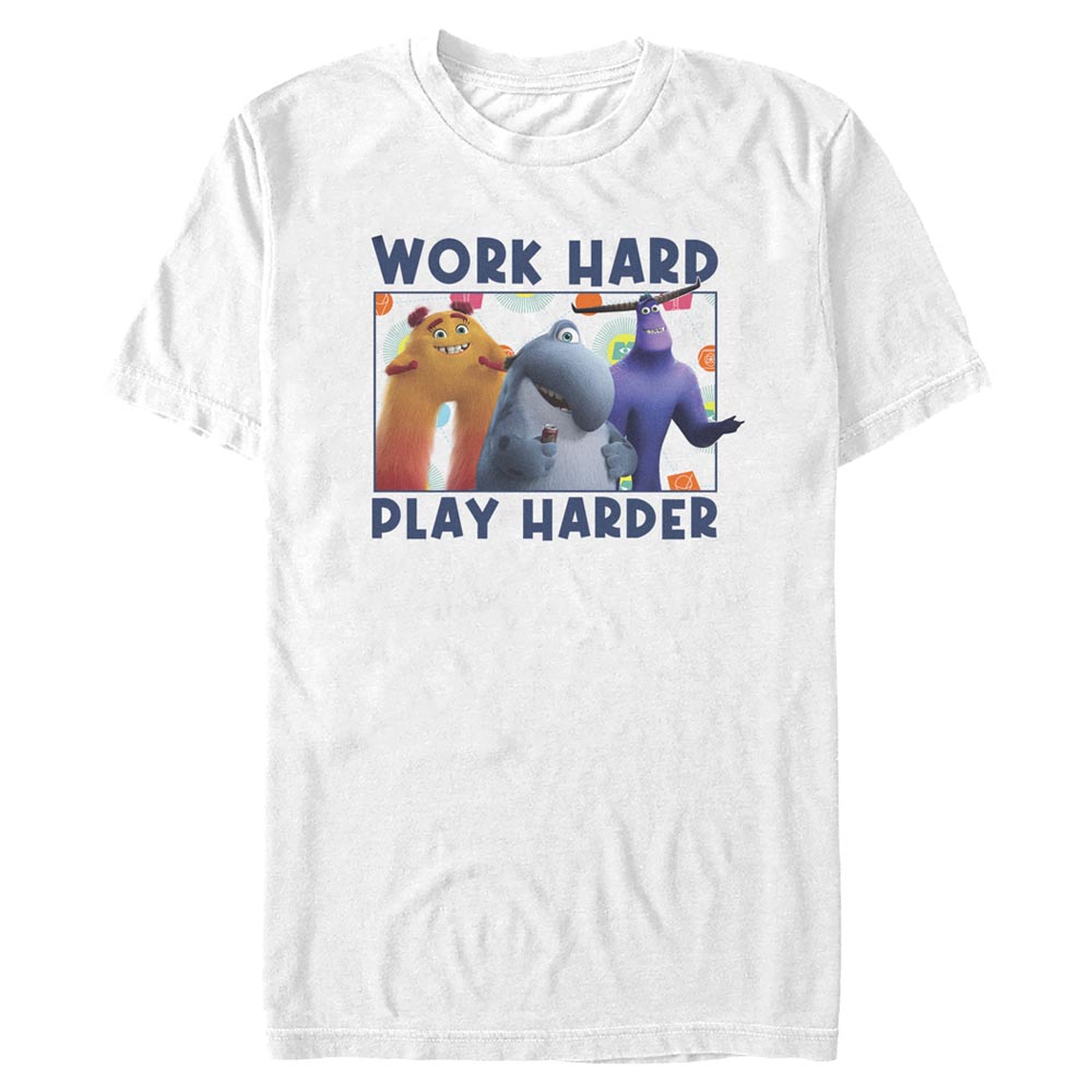 Aperçu: Pixar - Monstres - Photo de groupe Play Hard - Homme T-shirt - Blanc - Devant
