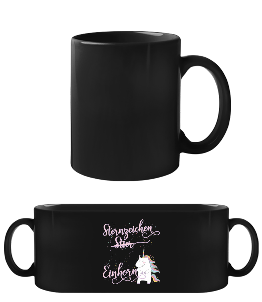 Sternzeichen Einhorn Stier · Schwarze Tasse