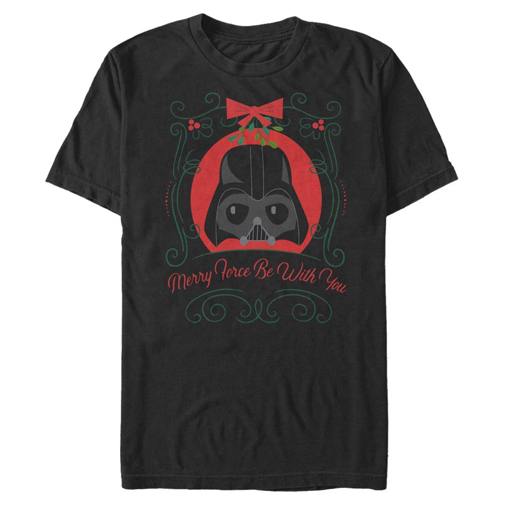 Vorschau: Star Wars - Darth Vader Merry Force - Weihnachten - Männer T-Shirt - Schwarz - Vorne