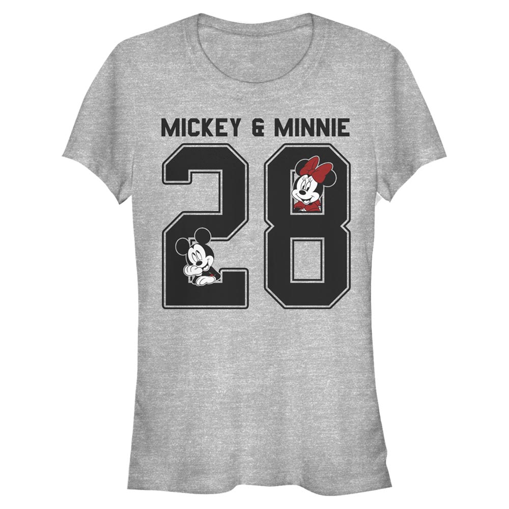 Aperçu: Disney - Mickey Mouse - Minnie Mouse Mickey Minnie Collegiate - Femme T-shirt - Gris chiné - Devant