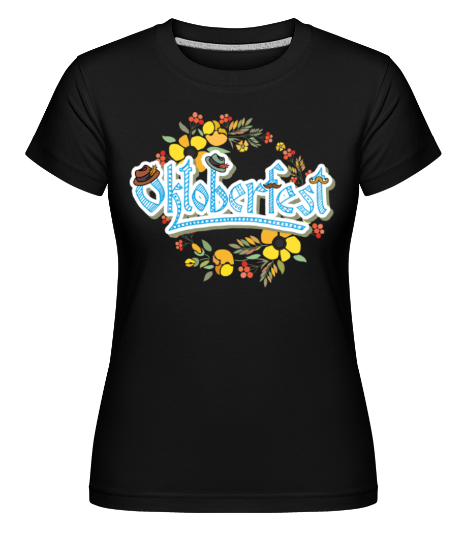Aperçu: Oktoberfest Flowers -  T-shirt Shirtinator femme - Noir - Devant