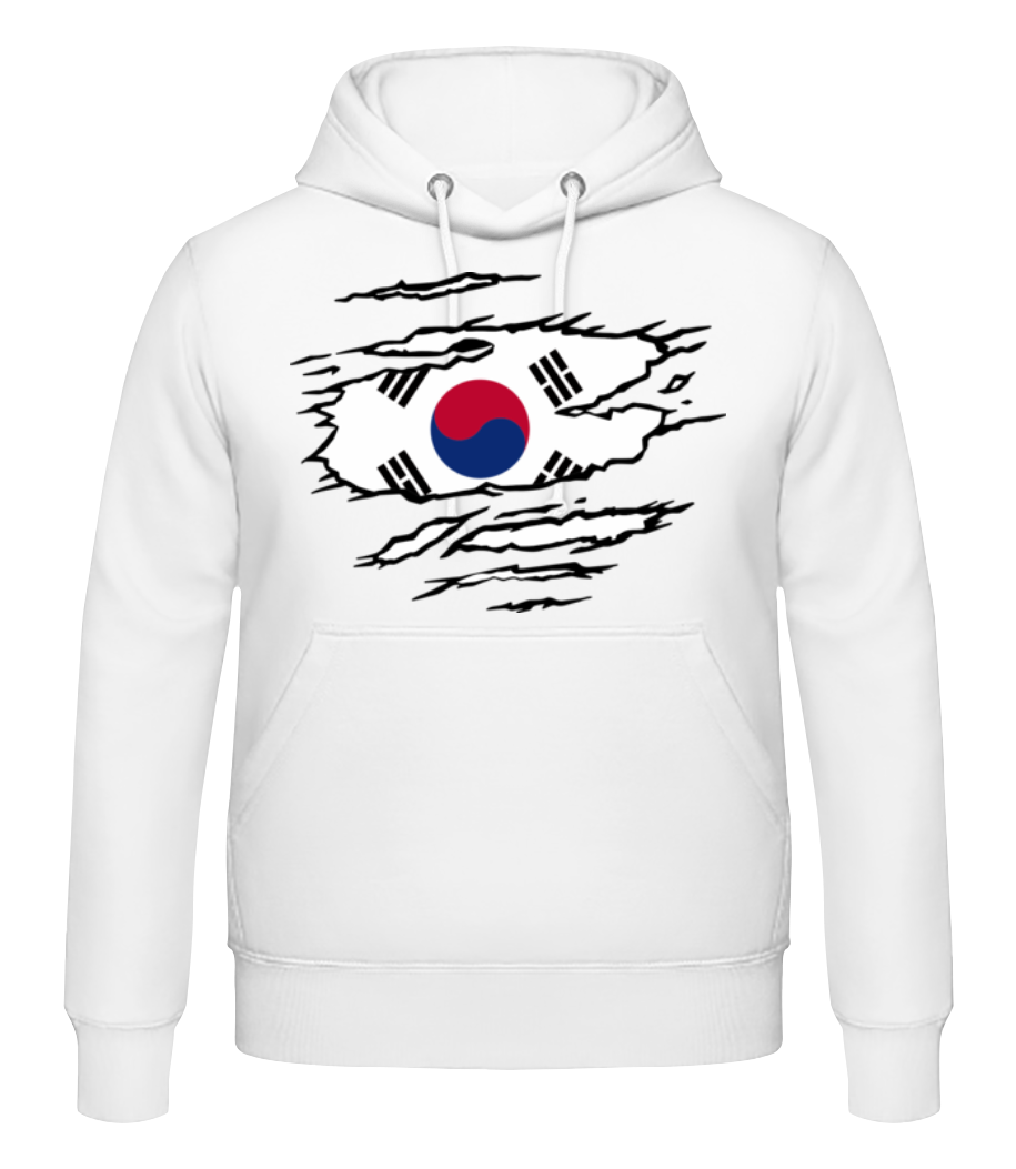 Vorschau: Ripped Flag South Korea - Männer Hoodie - Weiß - Vorne