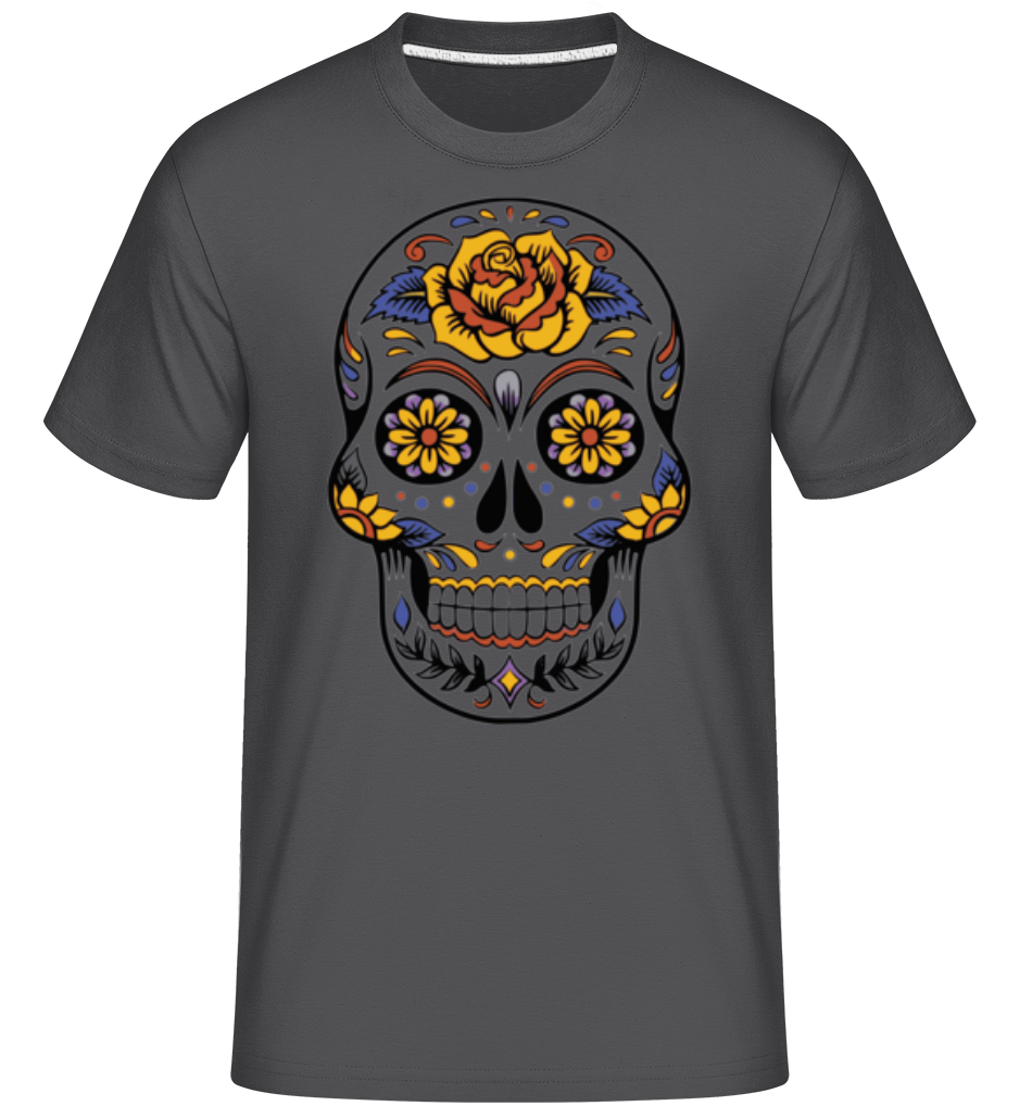 Aperçu: Dia De Los Muertos Tête De Mort -  T-Shirt Shirtinator homme - Anthracite - Devant