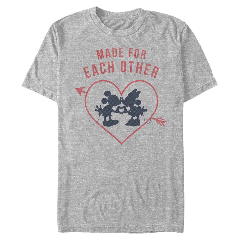 Disney Classics - Mickey Mouse - Mickey et Minnie Heart Polka Dot Silhouette - Valentine's Day - Homme T-shirt
