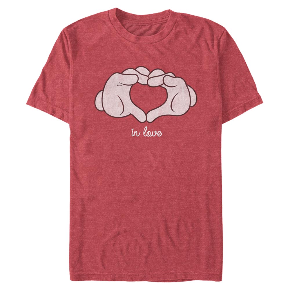 Aperçu: Disney Classics - Mickey Mouse - Mickey Mouse Glove Heart - Valentine's Day - Homme T-shirt - Rouge chiné - Devant