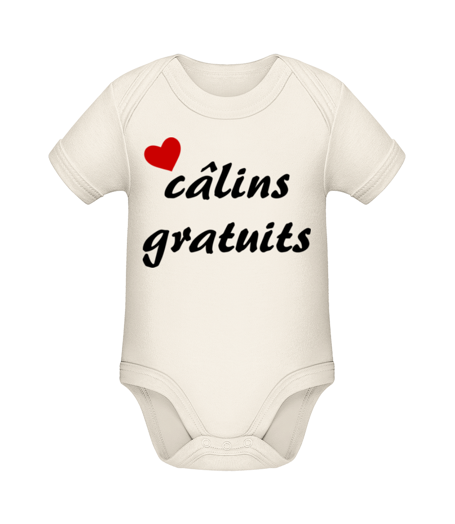 Aperçu: Câlins Gratuits - Body manches courtes bio - Crème - Devant