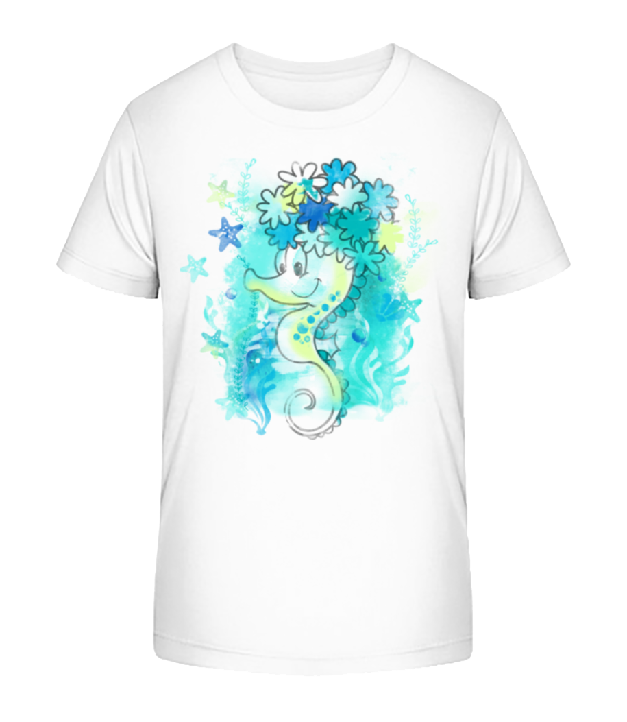 Aperçu: Hippocampe Aquarelle - T-shirt bio Enfant Stanley Stella 2.0 - Blanc - Devant