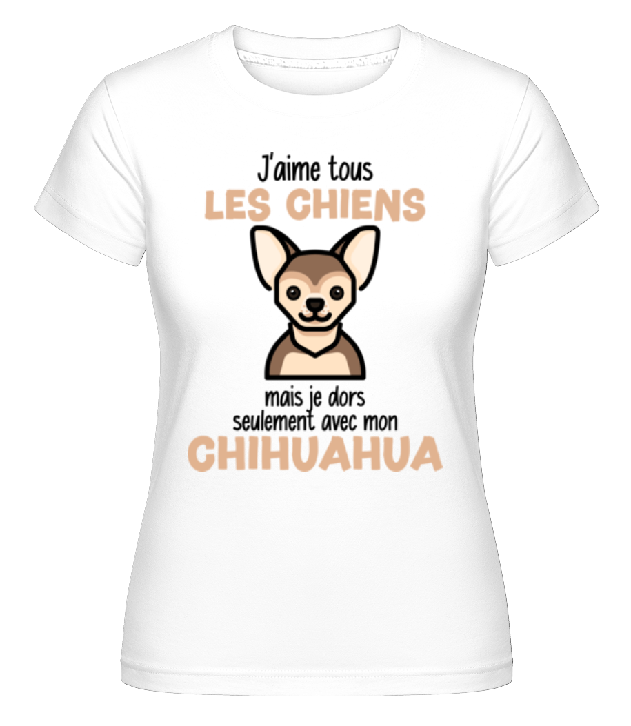 Aperçu: J'aime Tous Les Chiens -  T-shirt Shirtinator femme - Blanc - Devant