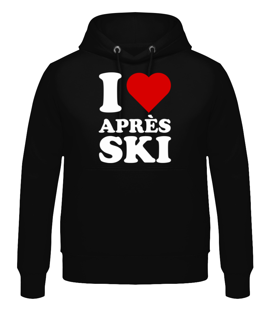 Aperçu: I Love Après Ski - Sweat à capuche Homme - Noir - Devant
