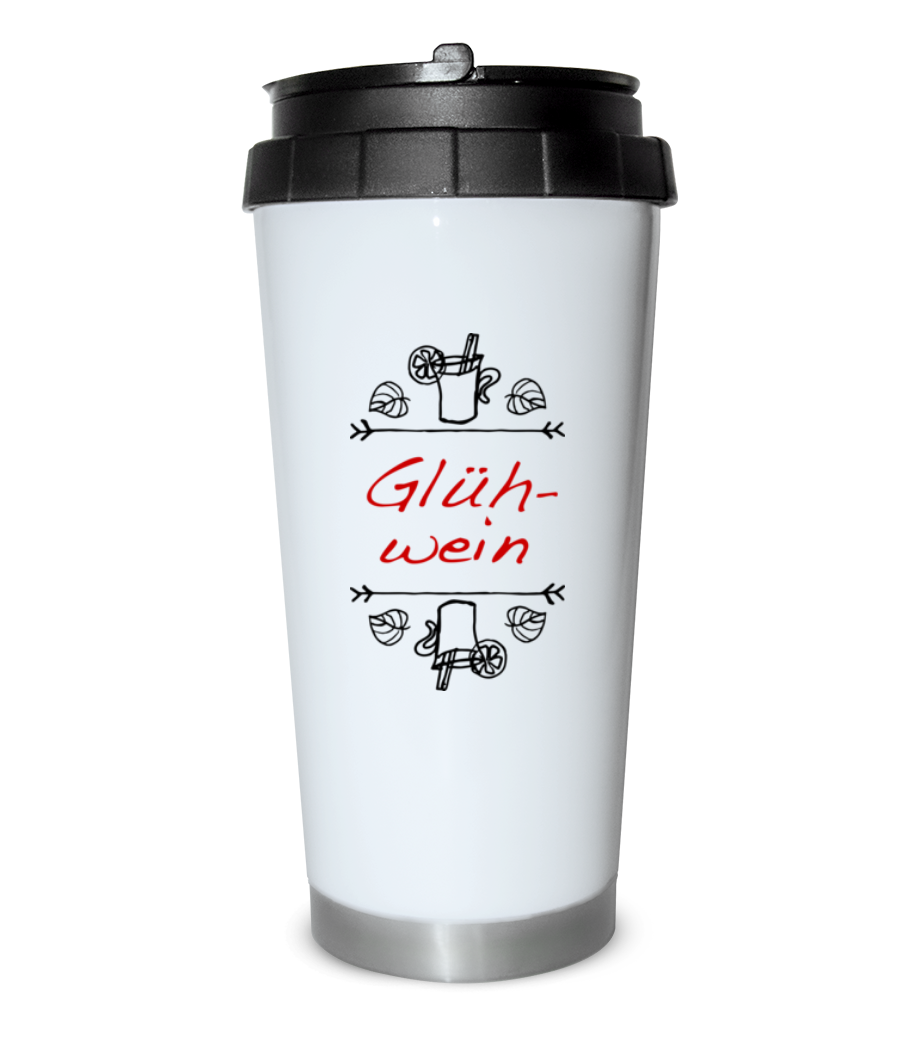Glühwein Schild - Thermobecher - Weiß - Vorne