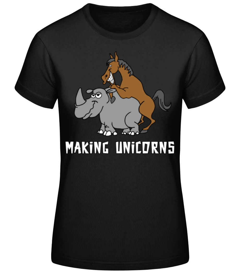 Vorschau: Making Unicorns - Frauen Basic T-Shirt - Schwarz - Vorne