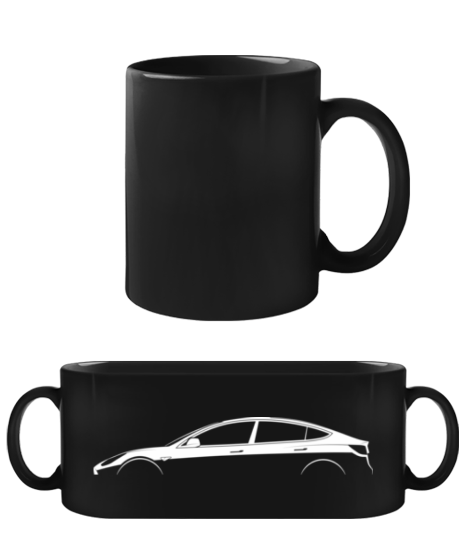 'Tesla Model 3' Silhouette · Tasse Noire