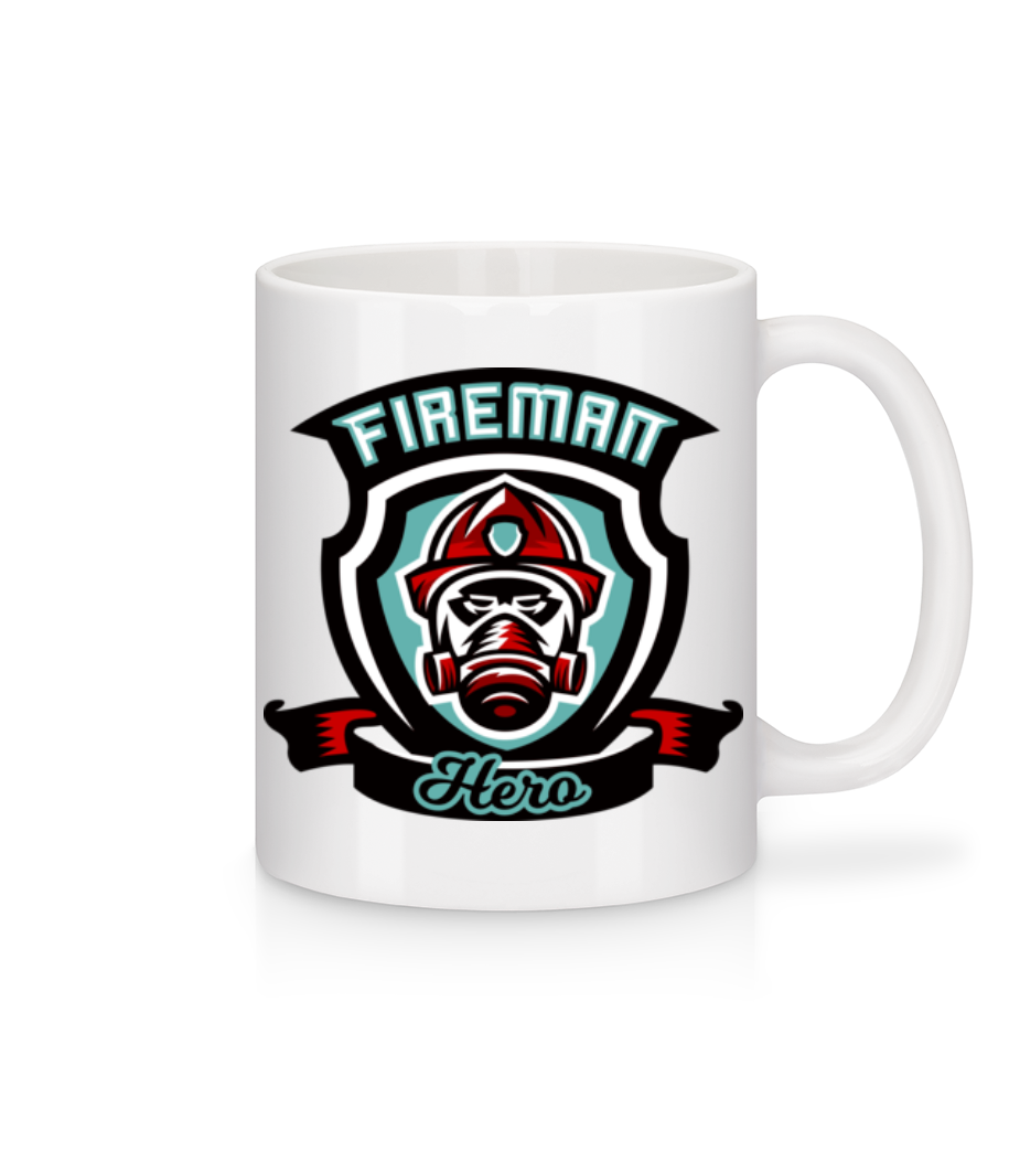 Fireman Hero Emblem - Mug en céramique blanc - Blanc - Devant