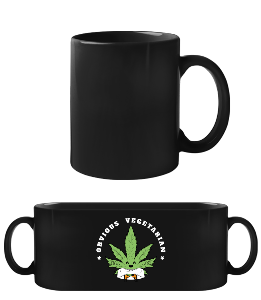 Obvious Vegetarian Weed - Tasse Noire - Noir - Devant