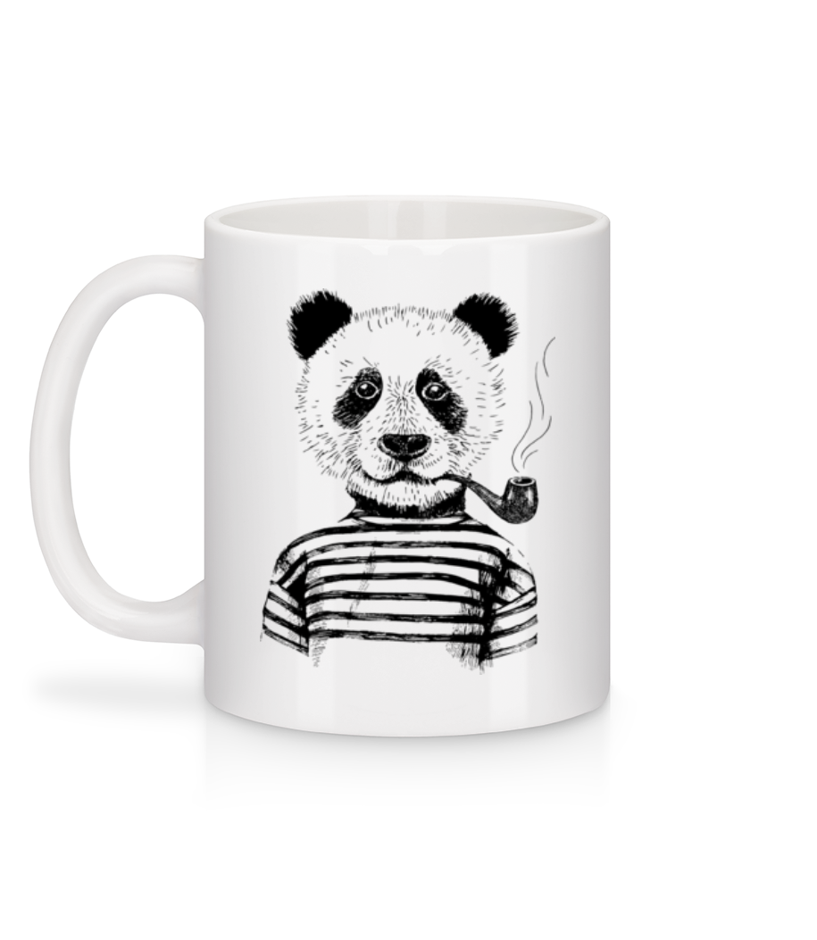 Aperçu: Hipster Panda - Mug en céramique blanc - Blanc - Derrière