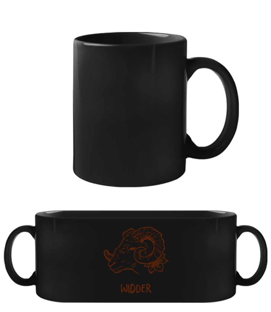 Kritzel Stil Sternzeichen Widder · Schwarze Tasse