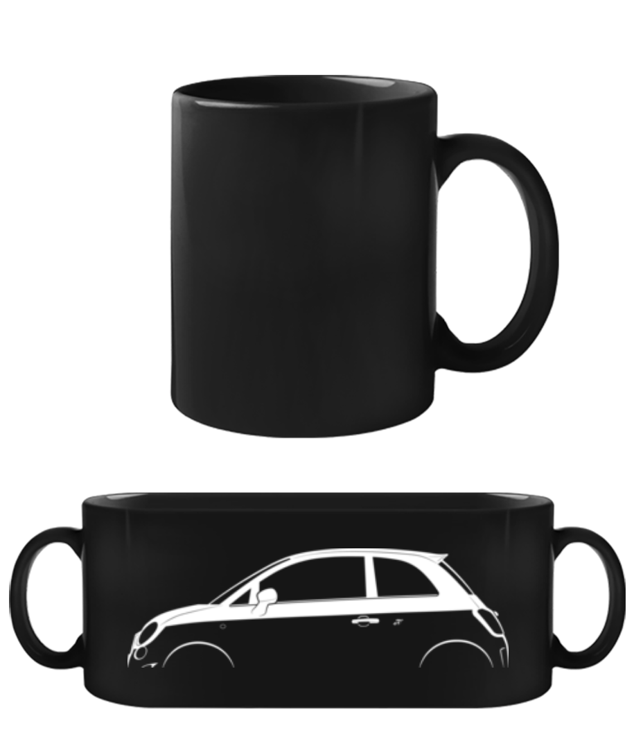 Aperçu: 'Fiat 500 Abarth (2008)' Silhouette - Tasse Noire - Noir - Devant