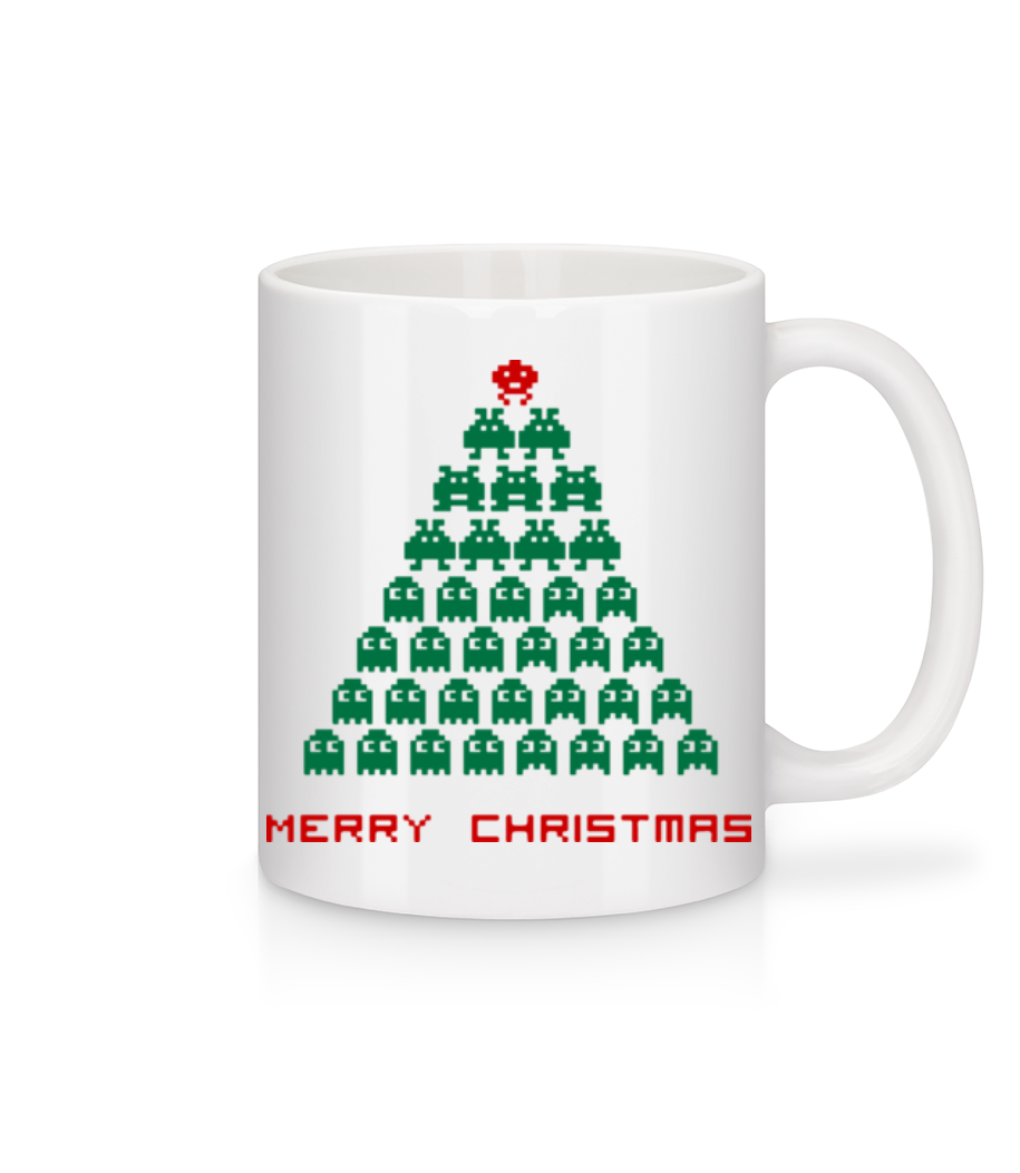 Merry Christmas Pixel Monster · Mug en céramique blanc