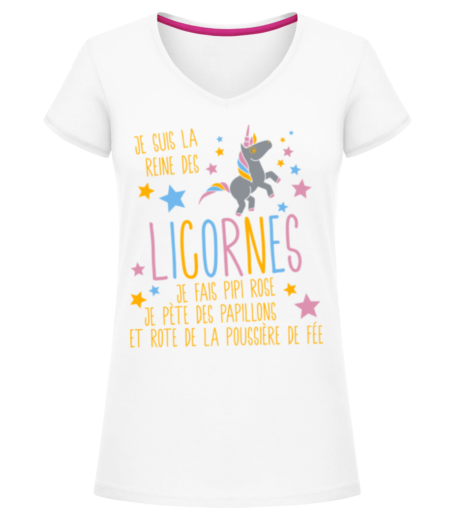 Je Suis La Reine Des Licornes · T-shirt col en V Femme