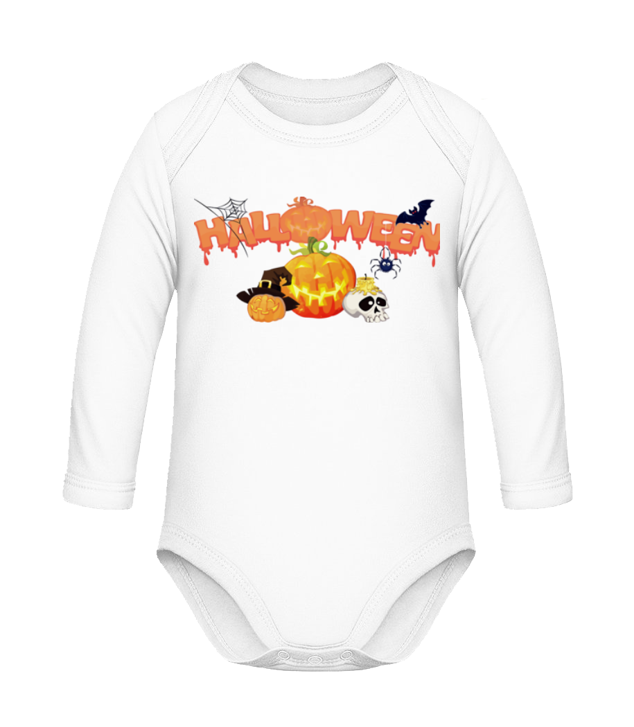 Halloween Citrouille Corbeau · Body coton bio manches longues Bébé