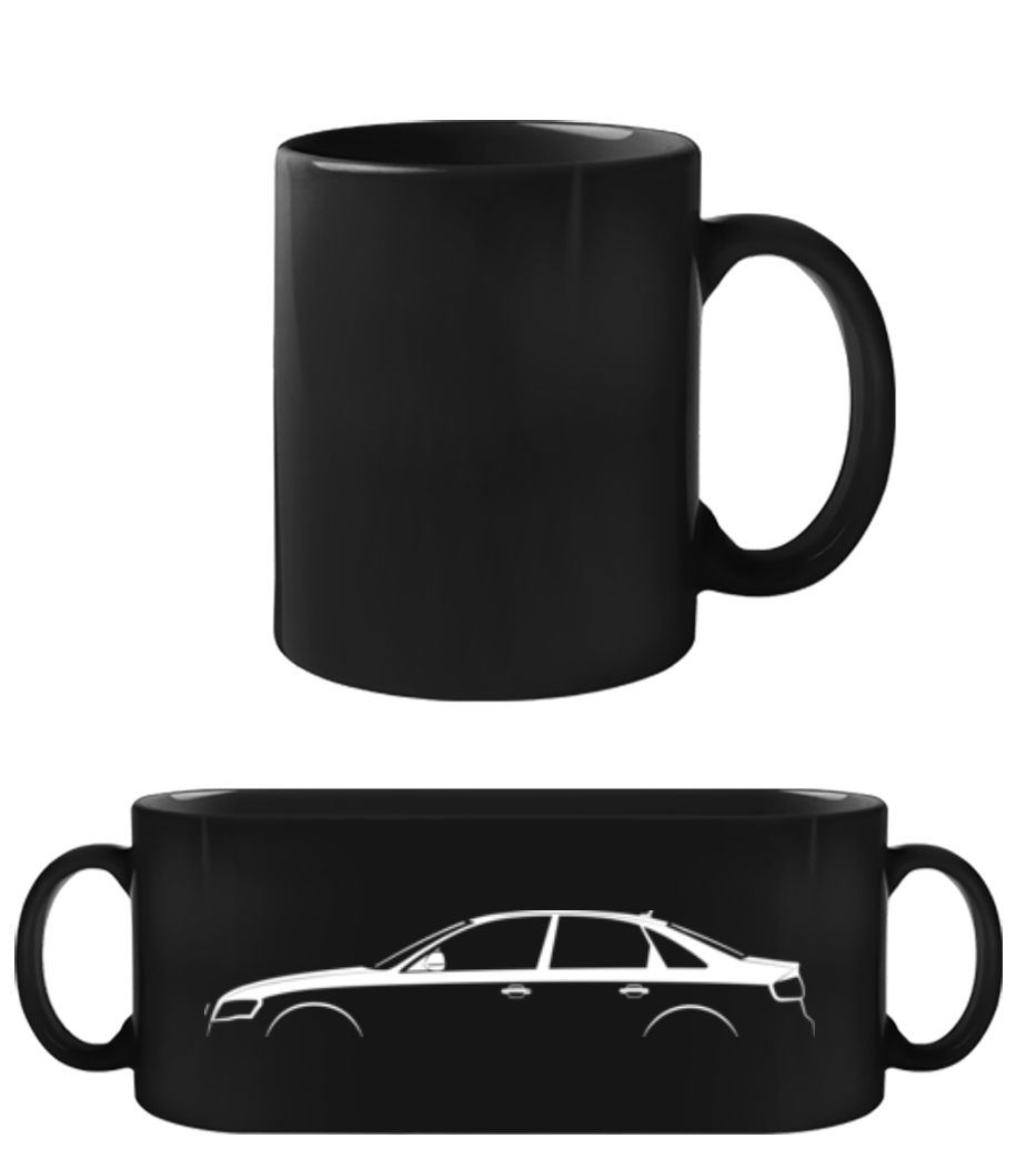 'Audi A4 (B8)' Silhouette - Tasse Noire - Noir - Devant
